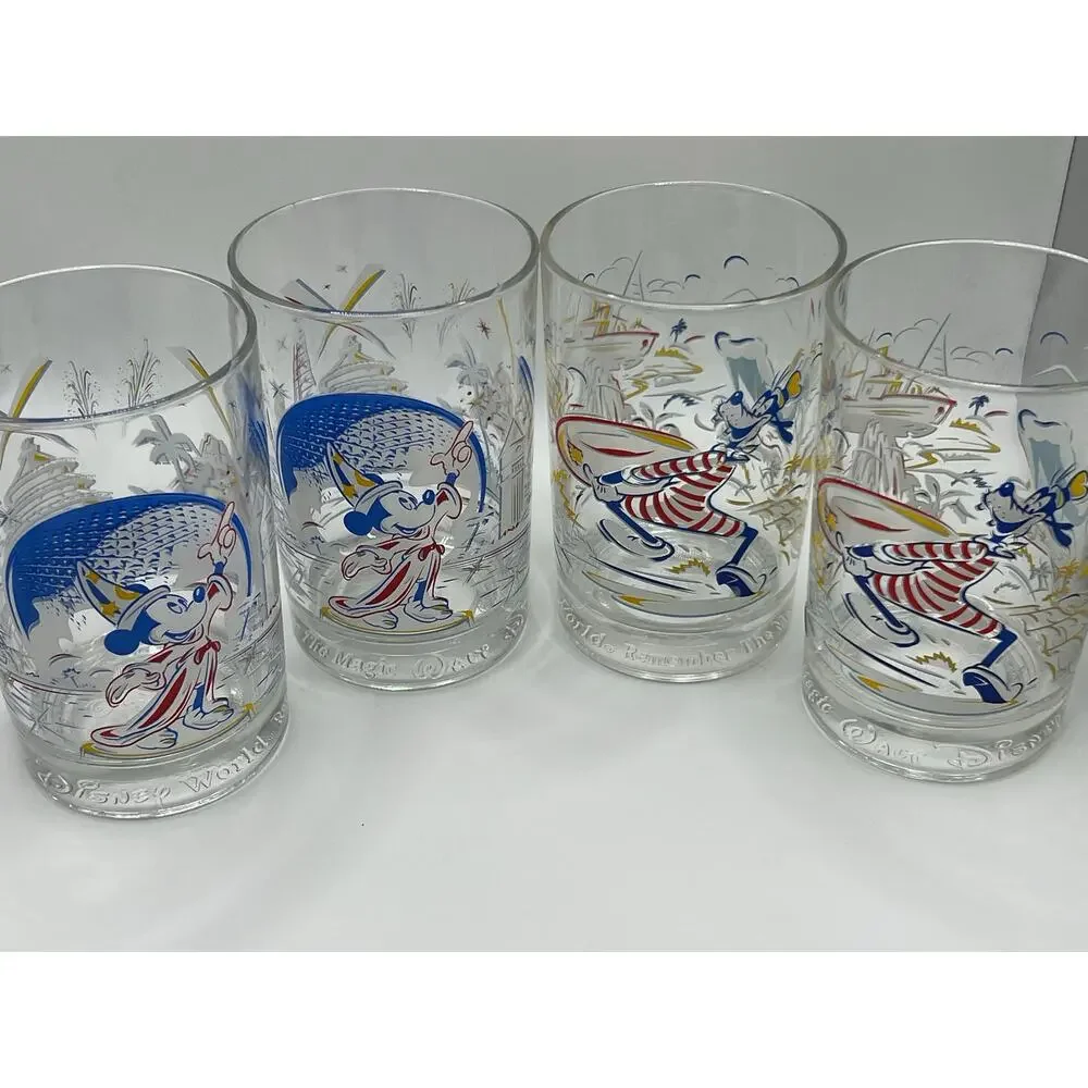 Vintage 1996 Disney WDW 25th Anniversary Mickey Goofy McDonald's Glasses Lot 4